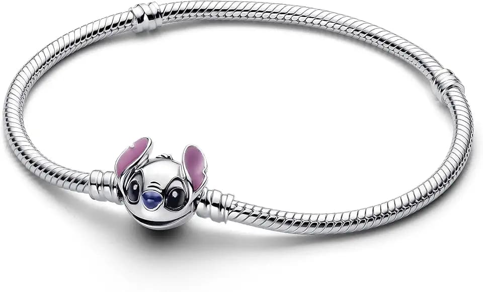 PANDORA Disney Stitch Schlangen-Gliederarmband aus Sterling-Silber, aus der Disney Kollektion, Länge: 23 cm, 593738C01-23