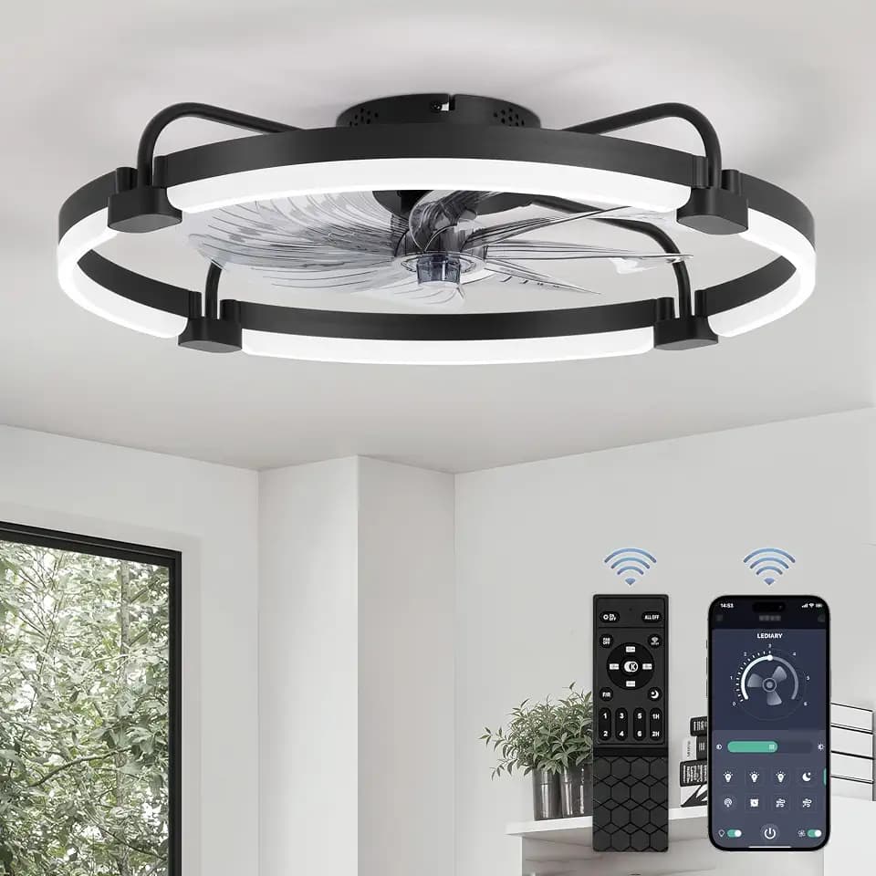 LEDIARY 24" Ceiling Fans with Lights and Remote, Low Profile Led Fan Light
