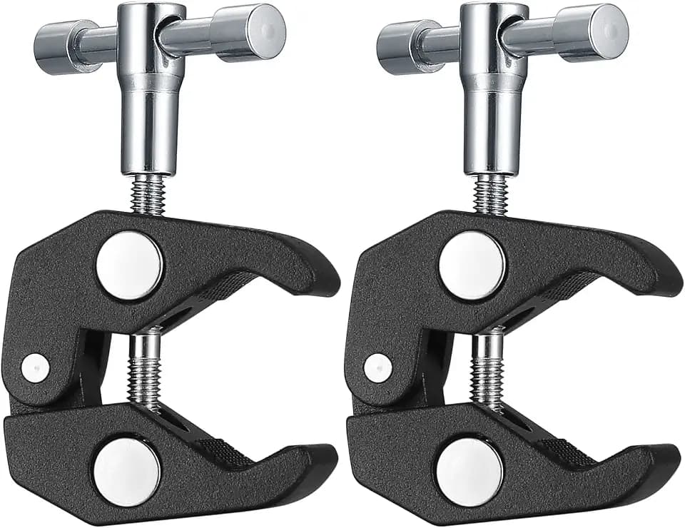 2 Stück Kameras Super Clamps, Magic Arm Clamp mit 1/4 und 3/8 Gewindeclips, Kugelkopf-Stativklemmen für Blitzlicht, Stativ, LCD/DV-Monitor, LED-Leuchten