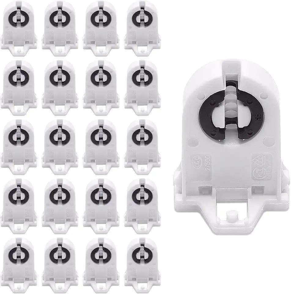 Screw Type T8 Lamp Holder JACKYLED 20-Pack, UL Non-shunted Light Socket for LED Fluorescent Tube Replacements