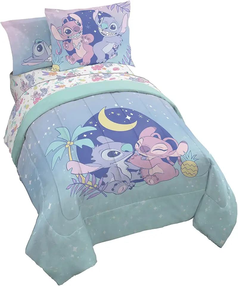 Disney Lilo & Stitch Twin Comforter Set, 5 Pc Bed in a Bag, Reversible