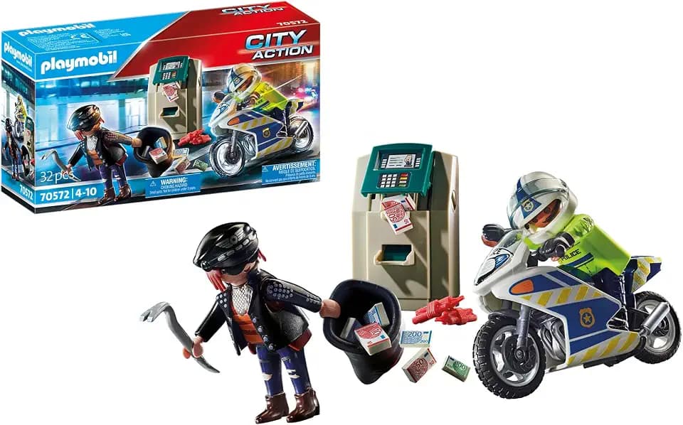 PLAYMOBIL | City Action | Polizei-Motorrad: Verfolgung des Geldräubers | Für Kinder von 4-10 Jahre| 70572