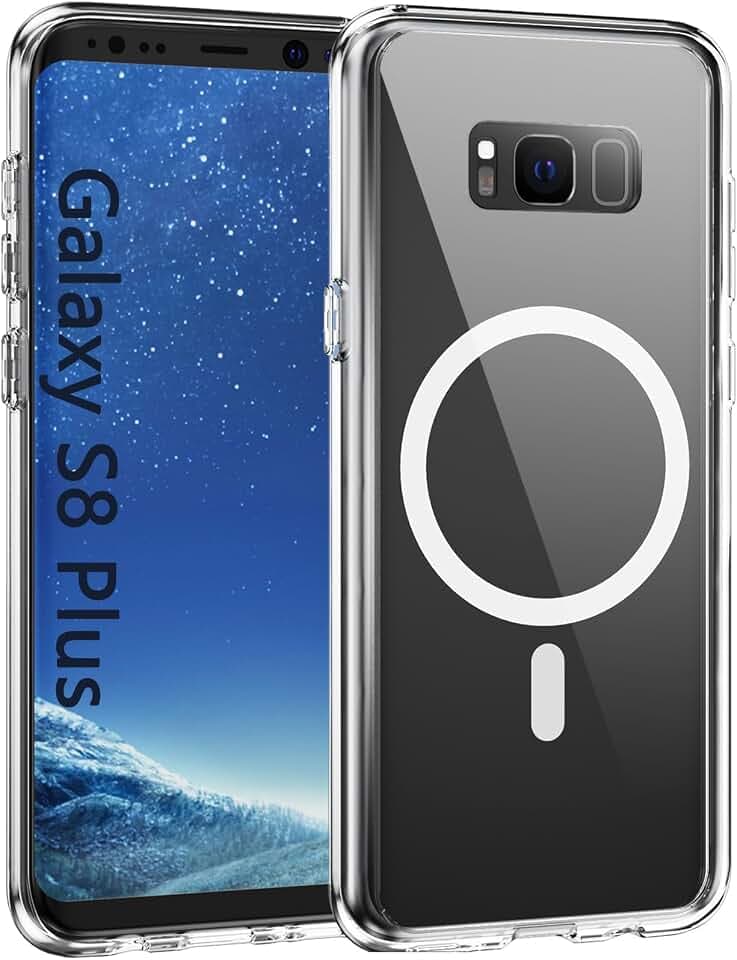 for Samsung Galaxy S8+ Plus Phone Case,Compatible with Mag-Safe, Anti-Yellowing Military-Grade Drop Protection Rugged Shockproof Magnetic Case for Galaxy S8 Plus 6.2 inch, Clear