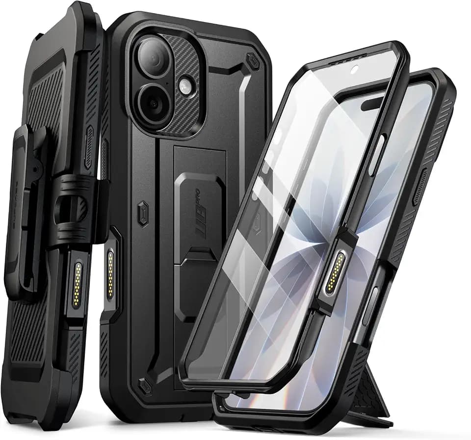 SUPCASE for iPhone 17 Case with Kickstand & Screen Protector, Black