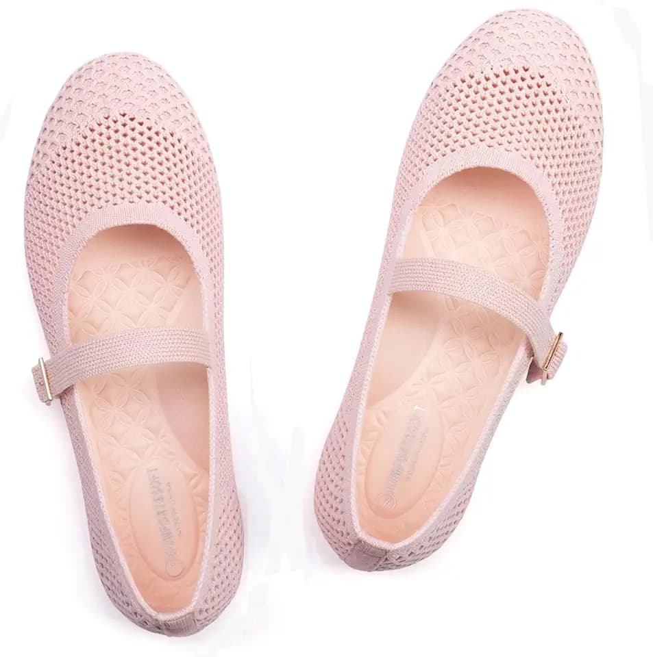 Frank Mully Women's Mary Jane Flats Comfortable Dressy Ballet Flats Casual Round Toe Slip On Washable Knitted Fabric Office Work Woman Shoes