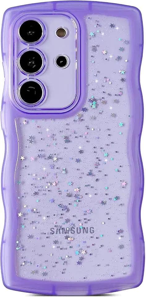 Hülle für Galaxy A50, Glitzer Handyhülle Transparent Slim Soft Silikon TPU Schutzhülle für Frauen Mädchen, Bling Glitter Stoßfest Handyhülle für Galaxy A50, Violett-1