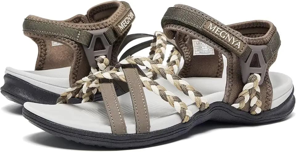 MEGNYA Hiking Sandals for Women, Arch Support Comfortable Walking Sandals Hook Loop Strap, Sports Lightweight Slides