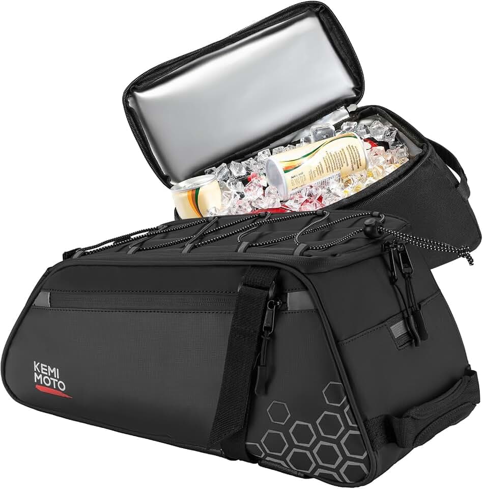 KEMIMOTO 2 IN 1 Fahrradtasche mit Kühlfunktion, 17L Kapazität - 11L Gepäckträgertasche mit Abnehmbarer 6L Isoliertasche, Mehrere Fächer, mit Tragegriff und Schultergurt, Fahrrad Taschen hinten