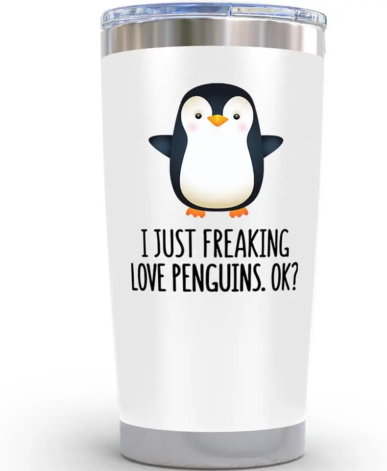 KLUBI Penguin Gifts for Women - 20oz Penguin Tumbler Themed Christmas Gifts With Penguins Gift Ideas Penguin Figurines Teacher Gifts Gag Gifts for Her