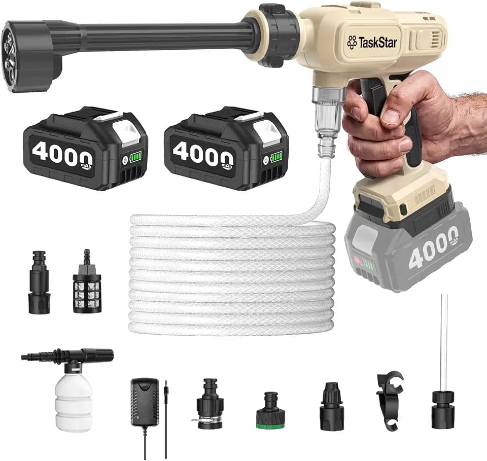 TaskStar Portable Cordless 1250PSI High Pressure Power Washer