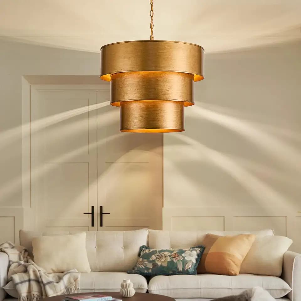 21" Vintage Drum Chandelier,E12 Industrial Hanging Pendant Light Fixture