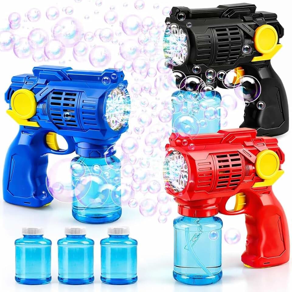 TOY Life 3-Pack Bubble Gun Blaster, Leakproof Toy for Kids Outdoor Play