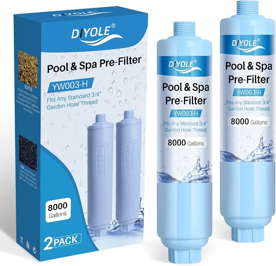Garden Hose Filter for Filling Pool,Garden Hose Filter for Filling Hot Tub/Spa, Greatly Reduces Sediment, Chlorine, Heavy Metals and Odors, Standard 3/4" Garden Hose Thread (2 pack)