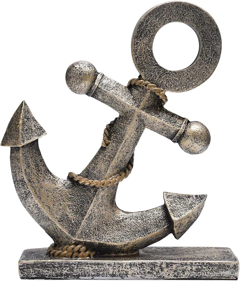 Retro Nautischer Anker Figur aus Kunstharz 21,5 x 18,2 cm Antike Bronze Maritime Deko Schiffsanker Modell Statue Geburtstagsgeschenk Einzugsgeschenk Bar-Dekoration Wohnungsdekoration