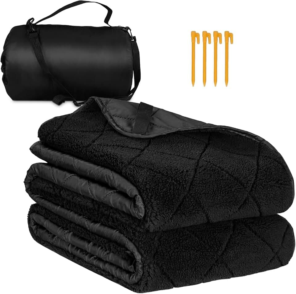 Waterproof Outdoor Blanket 82"x55", Windproof & Warm, 300 GSM Sherpa Lining