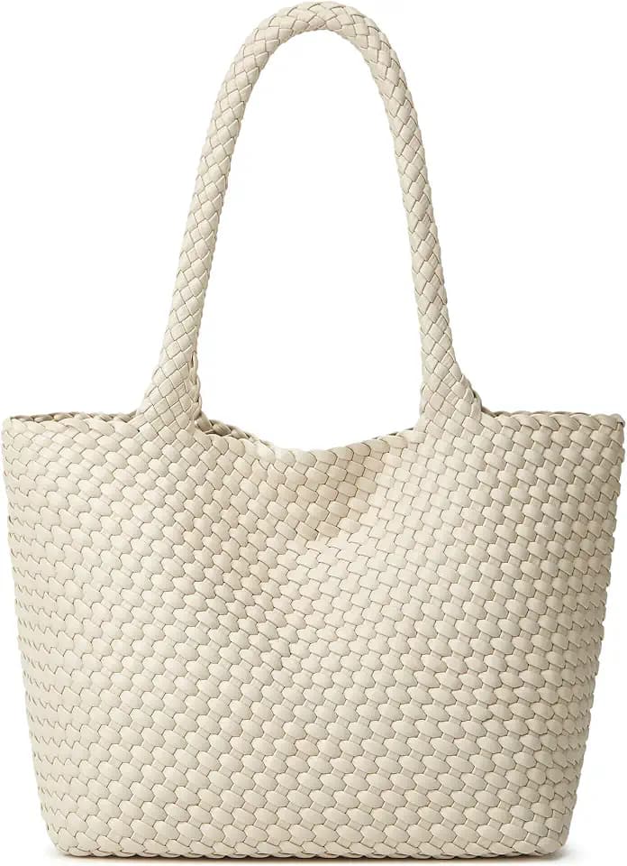 BOYATU Woven Tote Bag for Women: Vegan Leather Purse for Weekend Travel