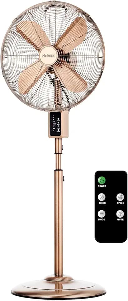 Holmes 16" Copper Digital Metal Stand Fan 3-Speed Oscillation Remote