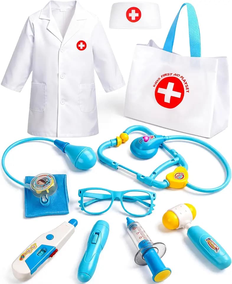 Doctor Kit for Toddlers 3-5 with Costume, Bag & Stethoscope Dress Up