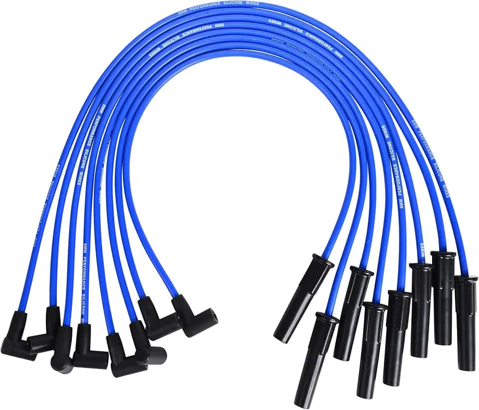 Silicone Spark Plug Wires Set 8.0mm Blue Replacement for Ford FE Big Block BBF 332 351C 351M 352 360 361 370 390 400 427 428 429 460 514 - Set of 8