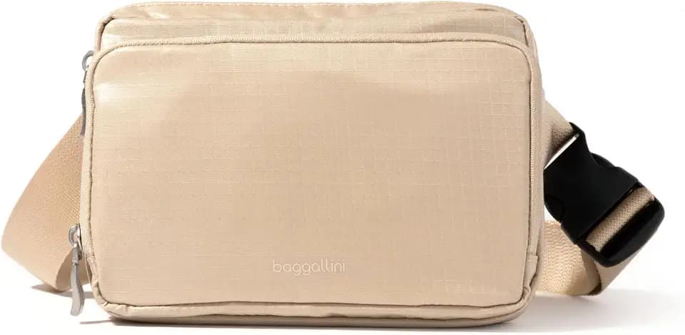 Baggallini Modern Belt Bag 5x8 Travel Fanny Pack Sling Bag Waistpack w/RFID Card Holder Water-resistant Crossbody Bag