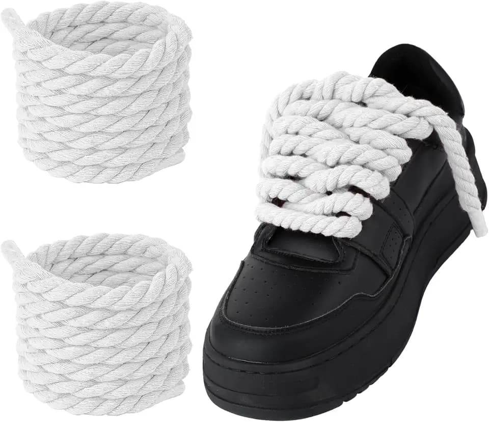 Molain Thick Rope Shoe Laces for A F-1, 1 Pair Round Cotton Chunky Twisted Shoelaces Replacement for A F-1