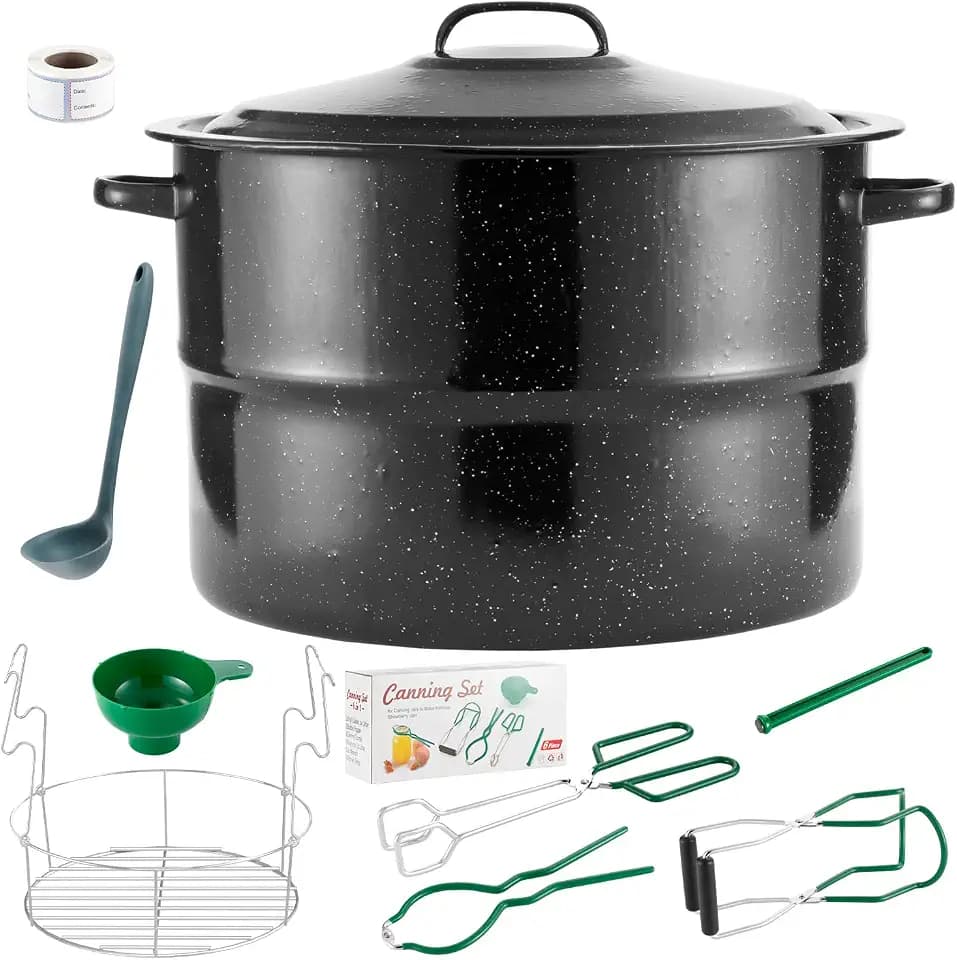 Canning Pot, 21.5QT Water Bath Canning Pot with Rack and Lid