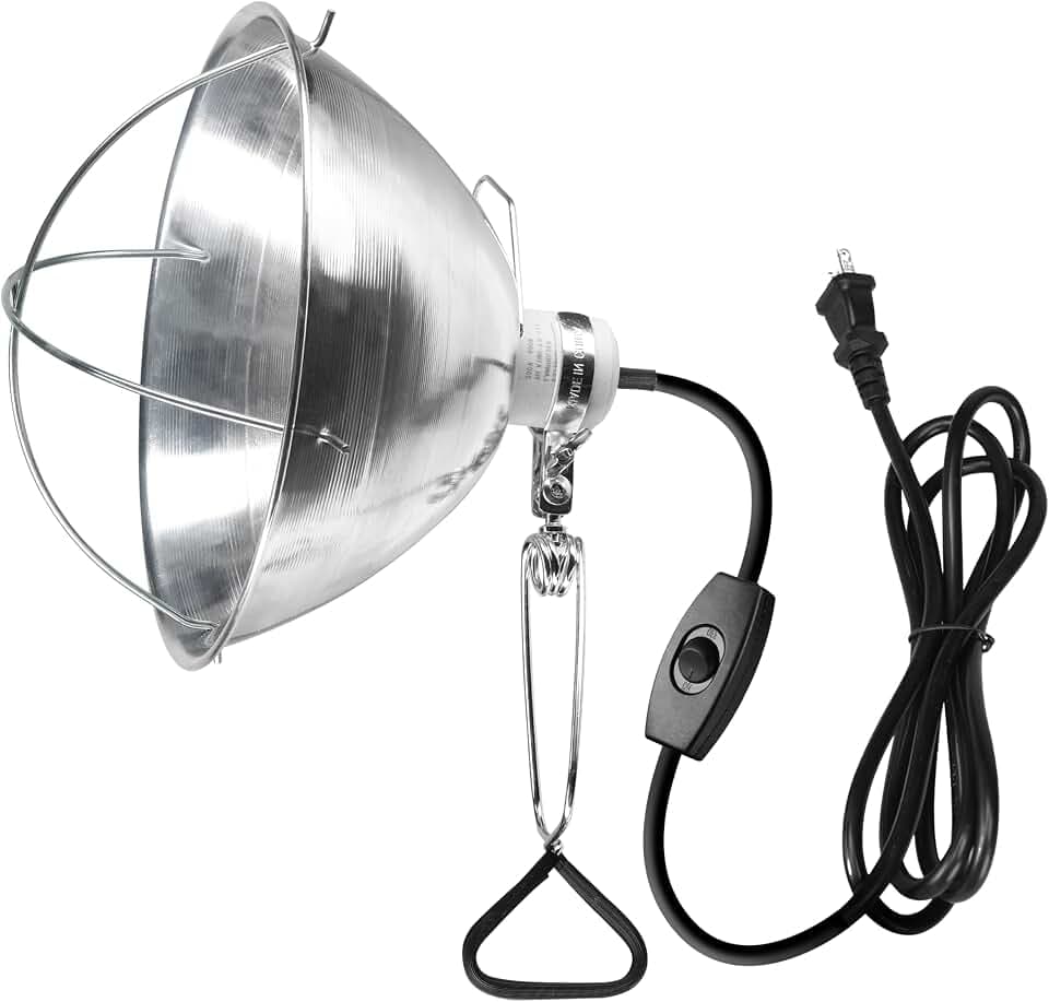 Simple Deluxe Clamp Lamp Light Socket with 10.5 Inch Aluminum Reflector, Suit for Max 250 Watt Lamp (No Bulb Included) with 18/2-Gauge 6 Feet Cord, 1 Pack