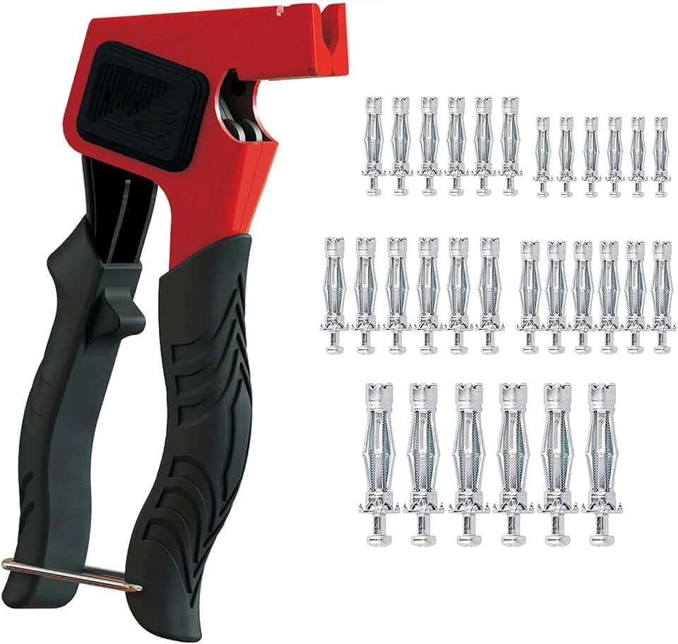 Hohlraumdübel Metall Hohlwanddübel Gipskartondübel Set,Rigipsdübel Set,mit Schrauben mit 30pcs M4/M5/M6 Hohlraum Metalldübel,für Spreizdübel,Dübel Gipskarton,Toggle Bolts
