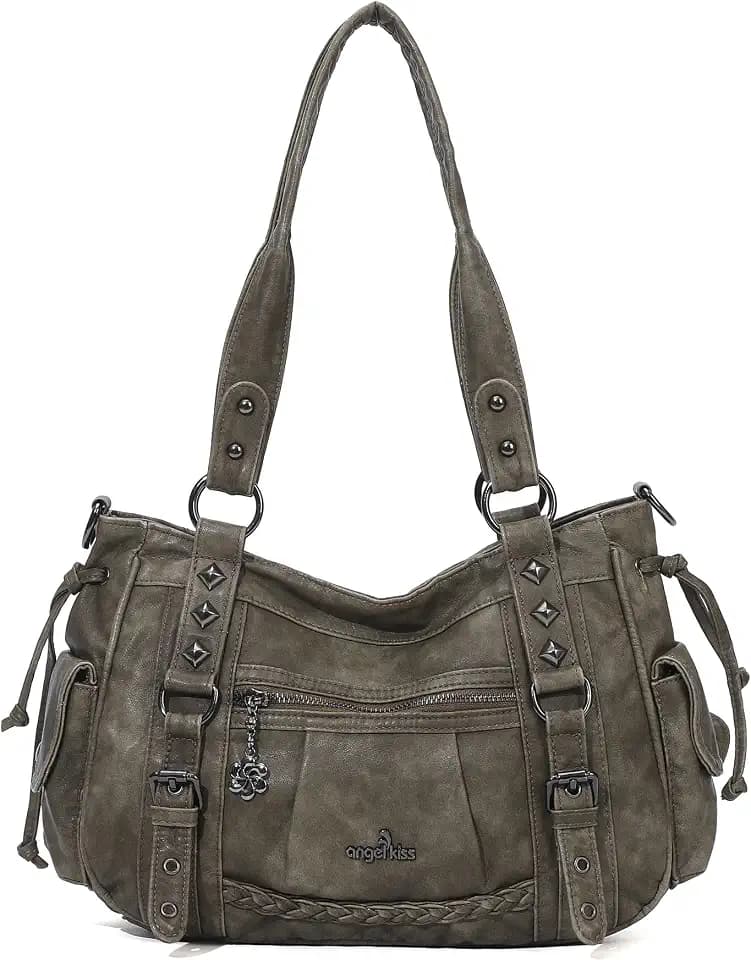 Angel Kiss Shoulder Bag For Women Multi Pocket Retro Hobo Handbags Satchel Tote Bag