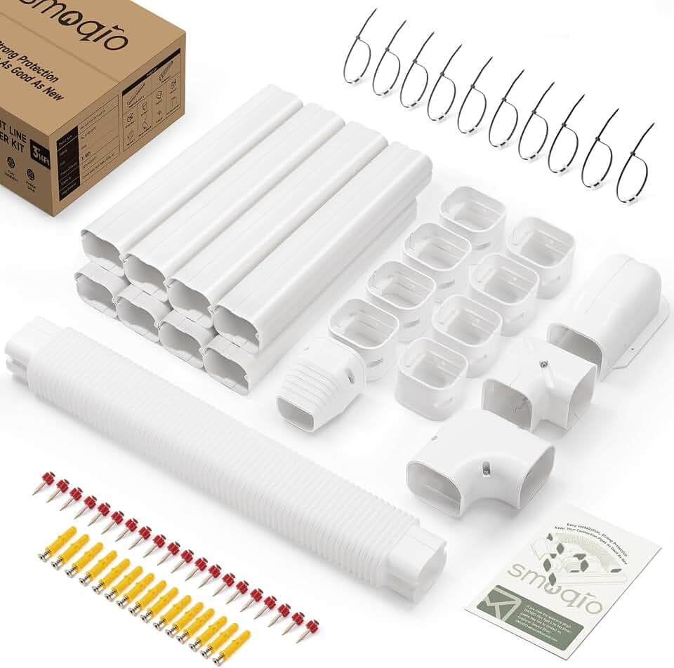 Mini Split Line Set Cover 3" 14Ft, Easy to Install with Instruction
