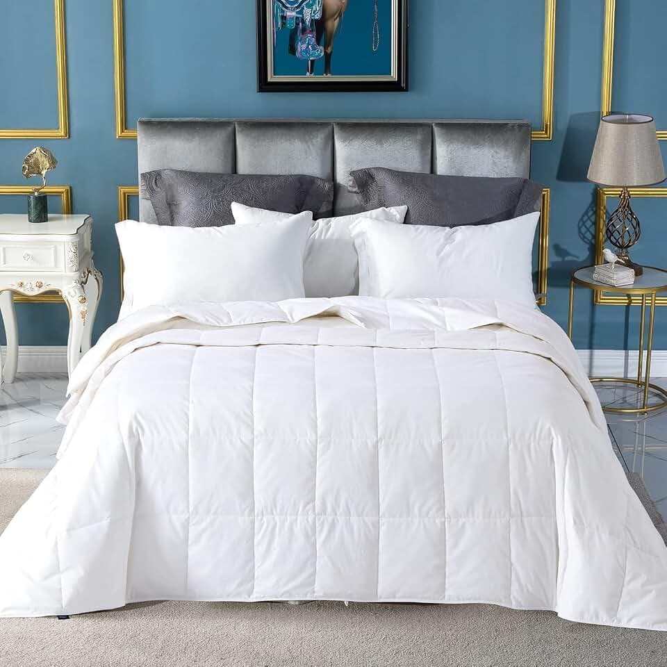 Globon Summer Down Comforter King Size,Extra Lightweight Duvet Insert,White