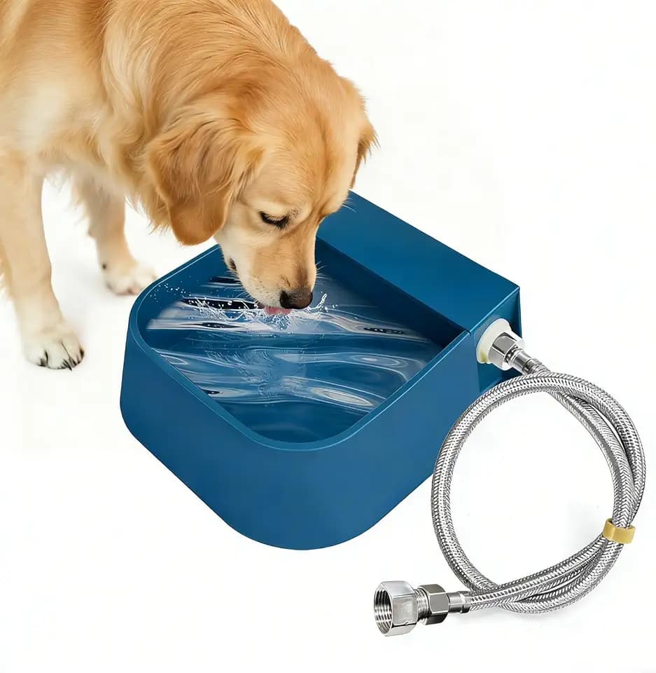 Enjoying Automatischer Hundewasserspenser mit 1.5 M Metallwasserrohr, Autofüllen Hunde Wassernapf für Männlicher Endhahn, Automatische Schwimmerventil Tiertränke für Hunde Katzen Hühnchen Vieh