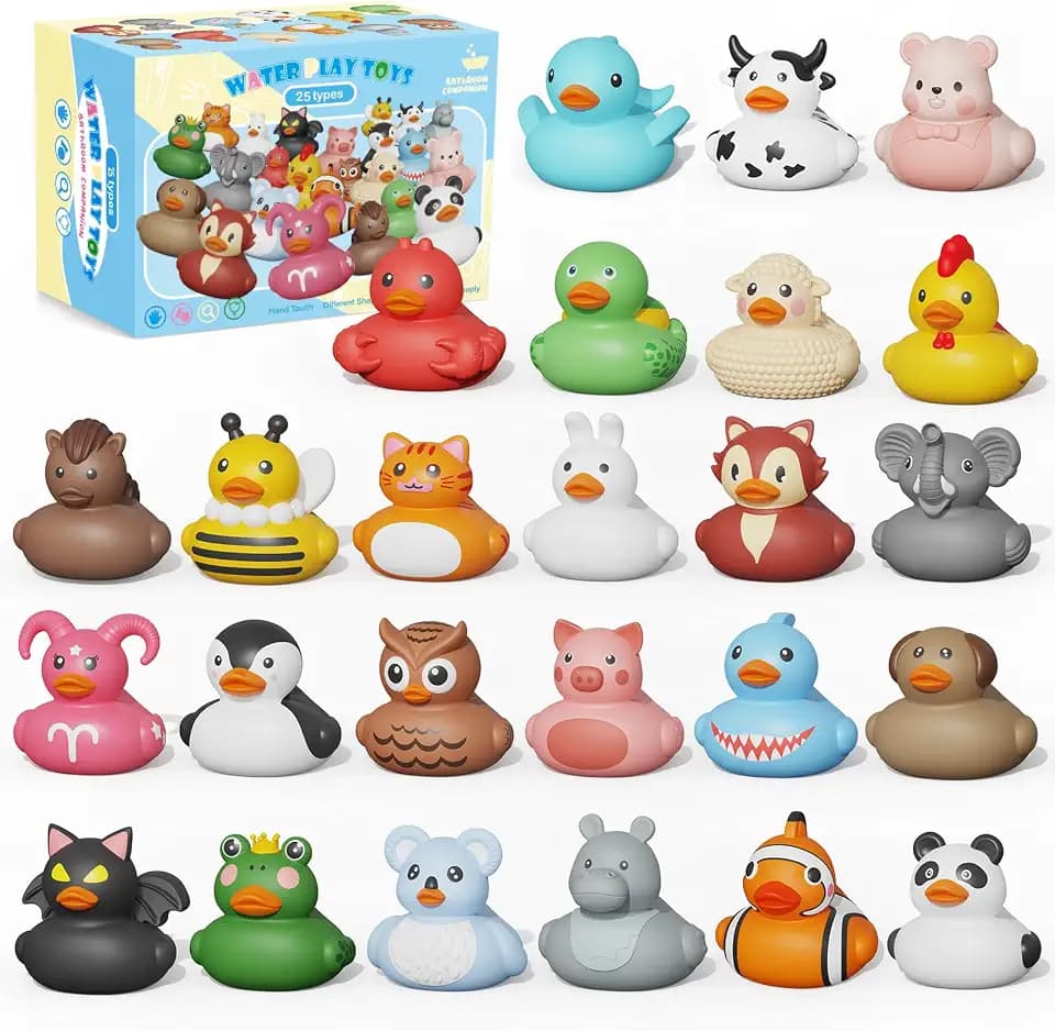 25er Set Badeente Baby Gummiente Badewannenspielzeug ohne Löcher Badespielzeug Weiches, schwimmendes Gummispielzeug Schwimmendem Spielzeug Wasserspielzeug Poolspielzeug für Kinder ab 18 Monaten