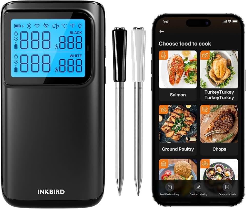 INKBIRD Fleischthermometer kabellos mit 2 Sonden 5 Sensoren WiFi 5G für BBQ