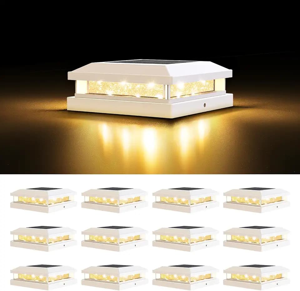 Brightever 4x4 5x5 Solar Post Cap Lights Outdoor 12-Pack White