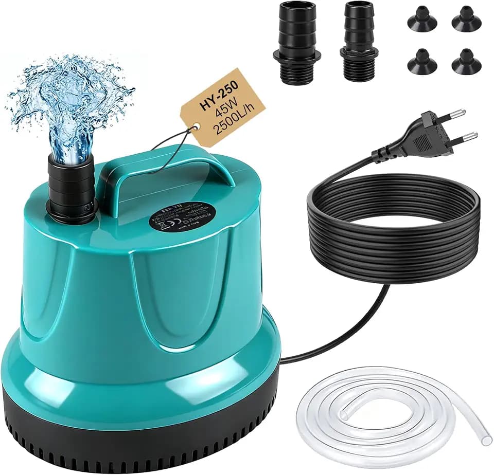 EXLECO Aquarium Pumpe 45W 2500L/H Schmutzwasserpumpe Tauchpumpe(Grün)