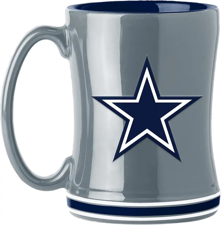 FANMATS NFL 14 oz Relief Coffee Mug — 14 Fluid Ounces | Ceramic | Sculpted 3D Logo | Team Color | Great Gift For Football Fans