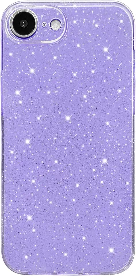 Hython Case for iPhone 17e Case Glitter Cute Sparkly Shiny Bling Sparkle Phone Cases 6.1", Thin Slim Fit Soft TPU Bumper Shockproof Rubber Protective Cover for Women Girls Girly, Light Purple