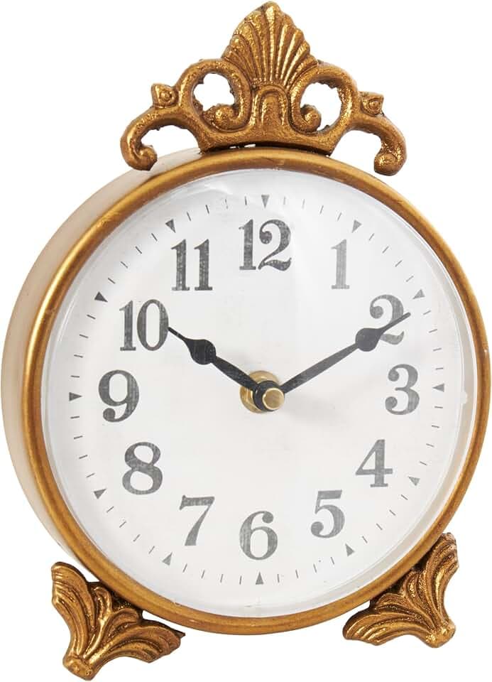 Deco 79 Metal Scroll Antique Style Clock, 6" x 2" x 9", Gold