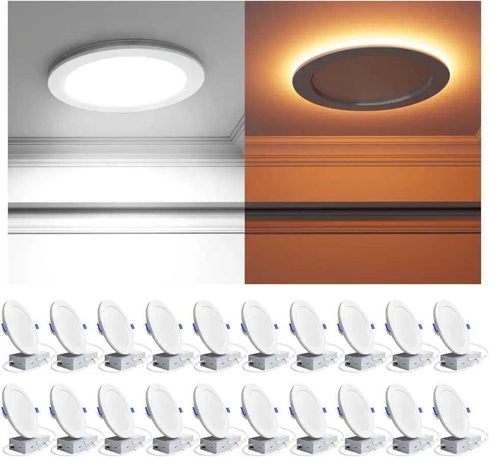 Ensenior 20 Pack 4 Inch LED Recessed Lights with Night Light, 5CCT 750LM