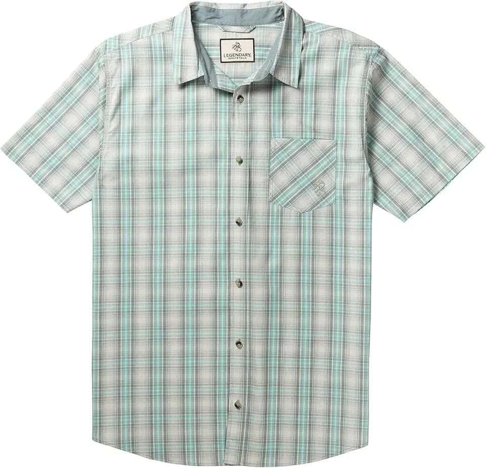 Legendary Whitetails Mens Poplin Short Sleeve Button Up 100% Cotton Shirt