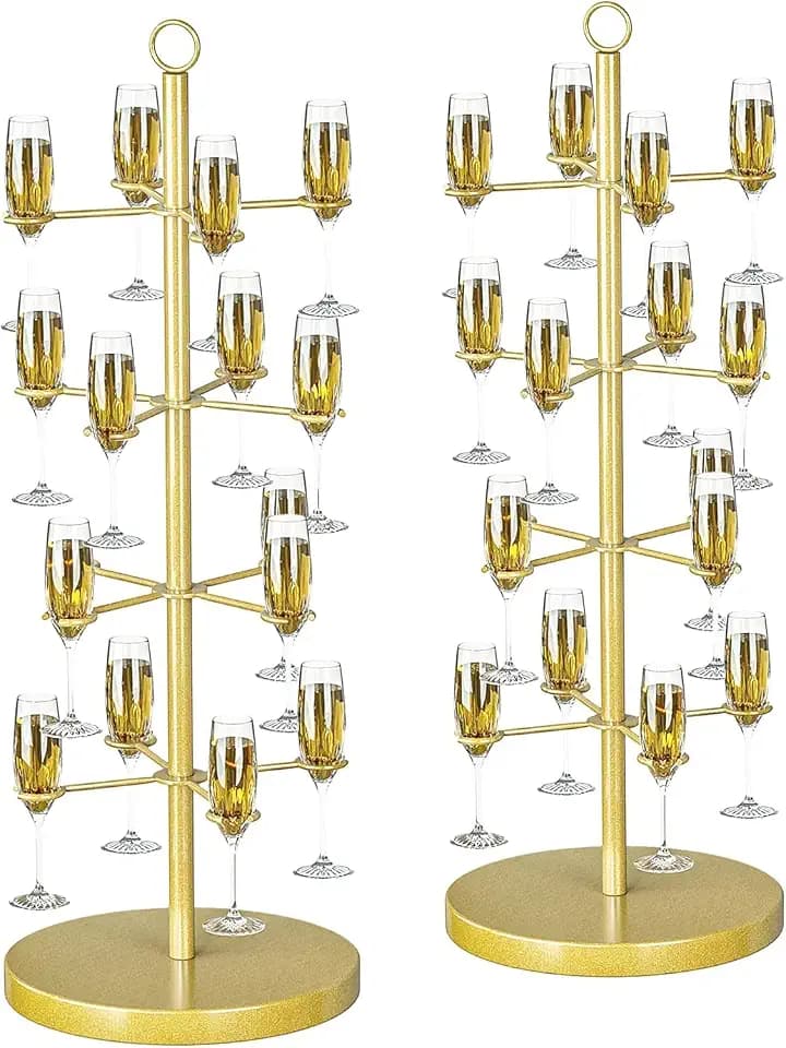 lesolar Cocktail-Baumständer, 4 Etagen, 16 Halter, Champagner-Ständer für Hochzeit, Party, Cocktailturm, geeignet für Cocktails, Champagner, Wein