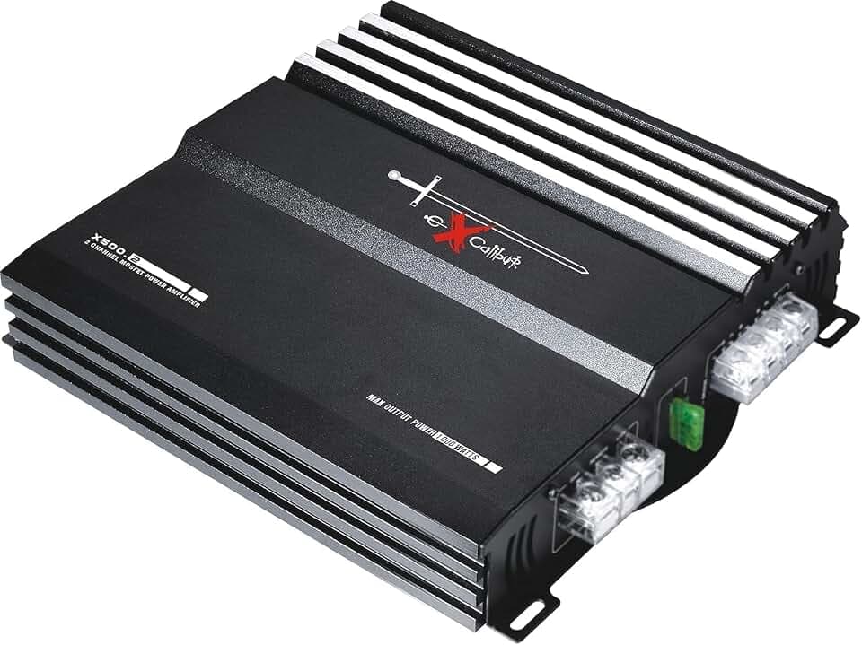 Excalibur X500.2 2-Kanal MOSFET Auto Verstärker Endstufe mit 1000W Maximalleistung 50W RMS und flexibler 1-4 Ohm Impedanz für ein kompaktes und leistungsstarkes Upgrade der Kfz-Audioanlage