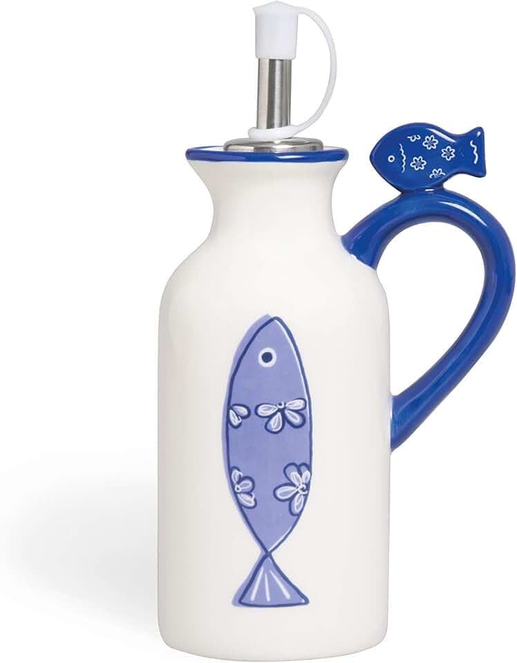 Excelsa Ocean Öl/Essigflasche, Keramik, Weiß und Hellblau, ml 150