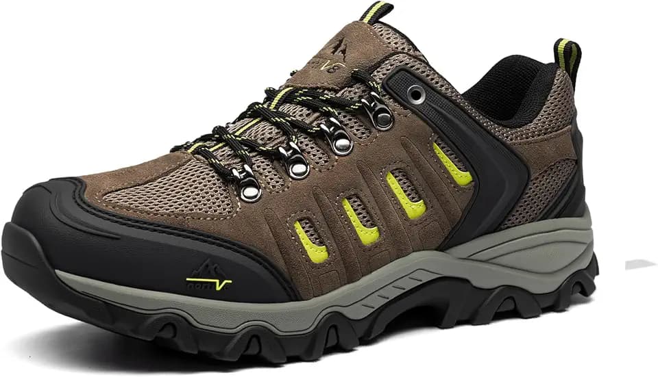 NORTIV 8 Herren Wanderschuhe Trail | Leichte Echtes Leder Schutzkappe Wasserdicht Atmungsaktiv Outdoor Trekking Camping Hiking Shoes Kletterschuhe Trekkingschuhe