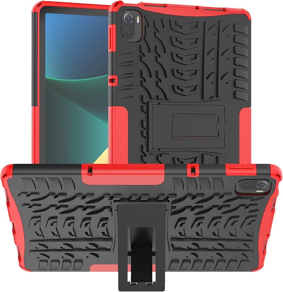 Hülle für Xiaomi Pad 5 / Xiaomi Pad 5 Pro 2021 11 Zoll,Hybrid PC + TPU Silikon Mit Stand Case Cover Schutzhülle für Xiaomi Mi Pad 5 / Mi Pad 5 Pro Tablet,Rot