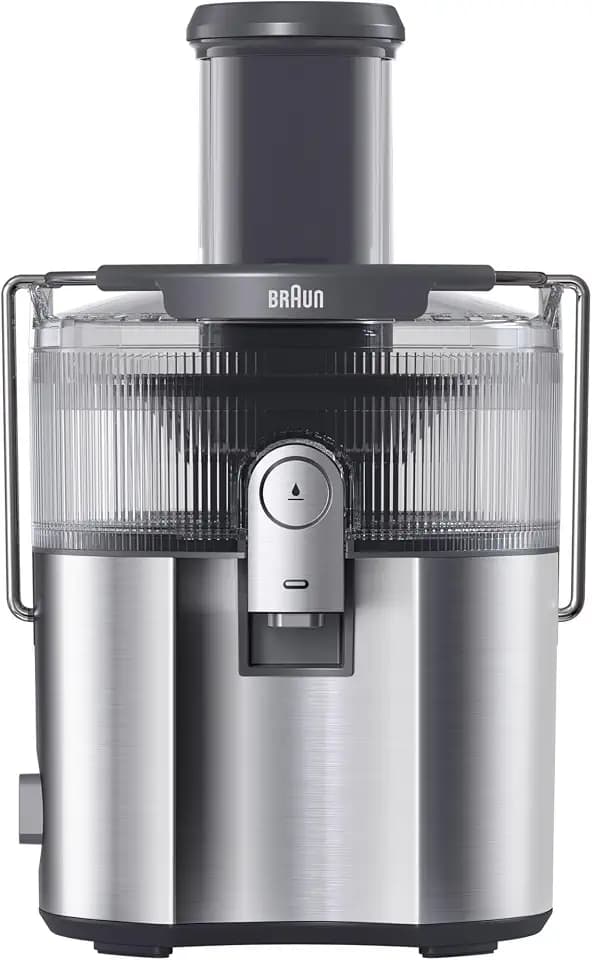 Braun MultiJuice 7 SJ700, Zentrifugalentsafter mit ColdXtract-Technologie, 75 mm Einfüllöffnung, 2L Fruchtsaftbehälter, Anti-Tropf-System, 4-faches Sicherheitssystem, Edelstahlfilter, 1000W, Grau