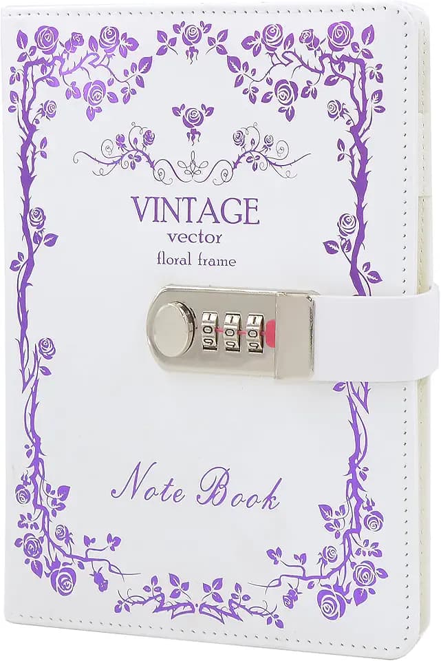 PU Leder Zahlenschloss Tagebuch Schreiben Notebook Planer Organizer, Passwort Tagebuch Notizblock, Secret Tagebuch Notizbuch mit Kombinationsschloss, 215 * 150mm