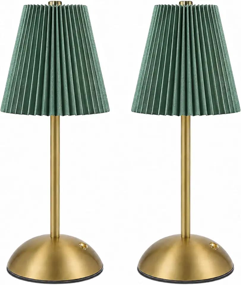 2 Pack Cordless Table Lamp, LED Desk Lamps Rechargeable Touch Light(Green)