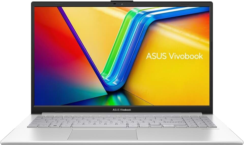 ASUS Vivobook Go 15 OLED E1504FA-BQ2451W Laptop, 39,6 cm (15,6 Zoll), Full HD, AMD Ryzen 5 7520U, 16 GB RAM, 512 GB SSD, Radeon 610M, Windows 11 Home, Kaltsilber, spanische QWERTY-Tastatur